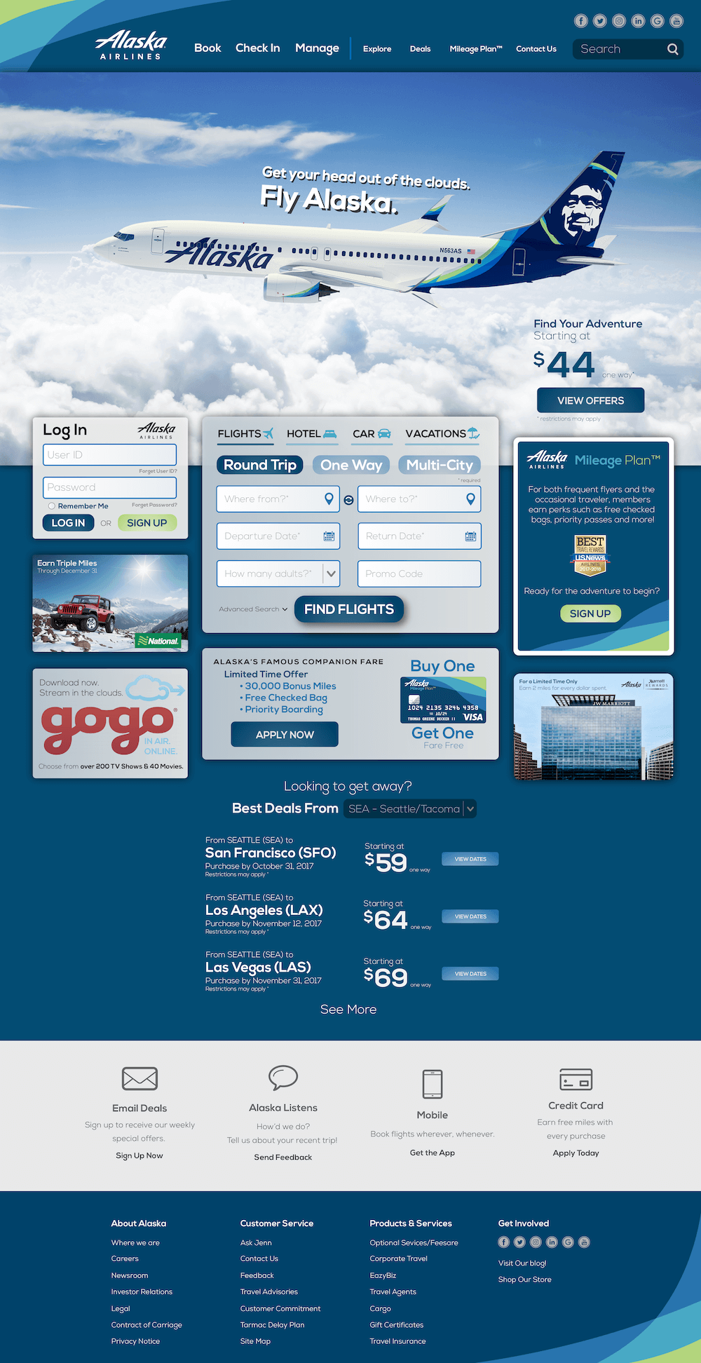 Alaska Airlines Website Home Page Redesign